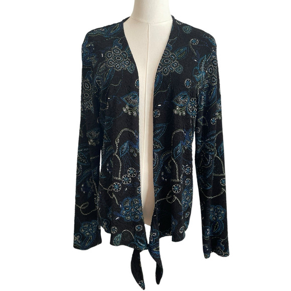 West End Whimsigoth Open Cardigan Womens L Stretchy Embellished Dark Romance Art - Picture 2 of 7